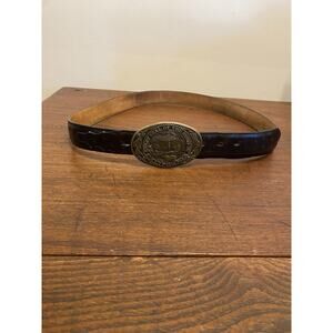 TONY LAMA Black Leather Belt 46 & Series Collection CALIFORNIA Seal Brass Buckle